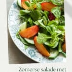 een pin met een foto van een zomerse salade om dit recept te delen op pinterest