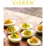 Een pin om het recept voor gevulde eieren te delen.